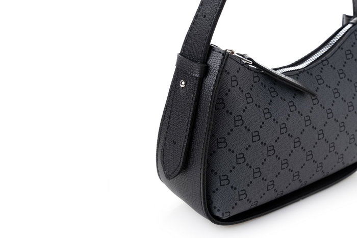 Lucky Bees 1296 Bolso de Hombro Cuero Polivinilo Gris, Negro 23x7x15 cm